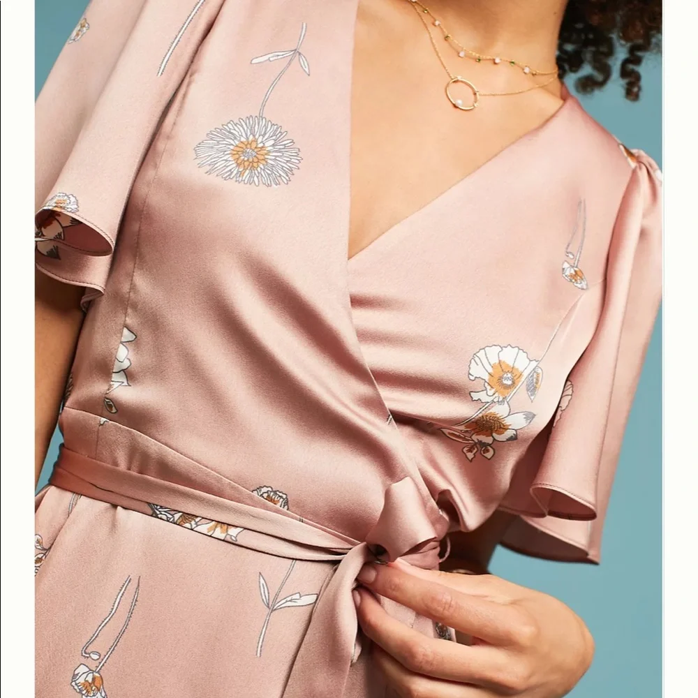 Nwt🌺Anthropologie printed wrap dress size L - Picture 1 of 3